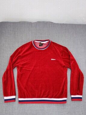 Wilson × Forever 21 Colab Red Velour Crewneck Neck Retro Sweater Medium